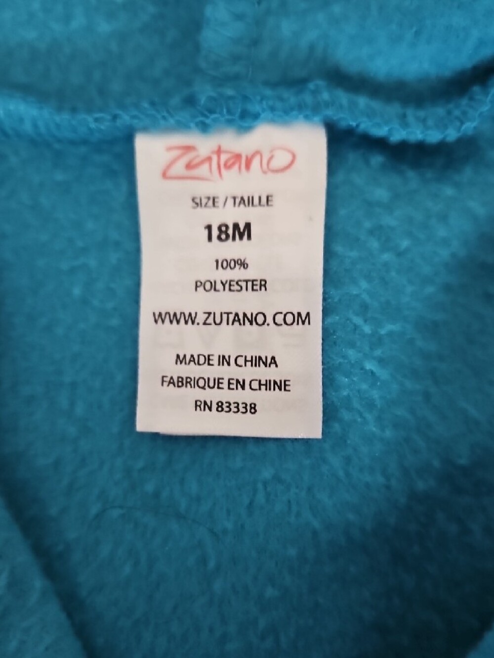 Zutano Teal Footed Hooded One-Piece with Pink Trim - Picture 2 of 3